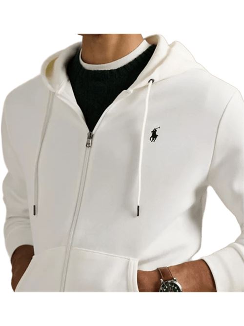 Felpa da uomo in cotone con cappuccio e zip, colore bianco POLO RALPH LAUREN | 710881517083
